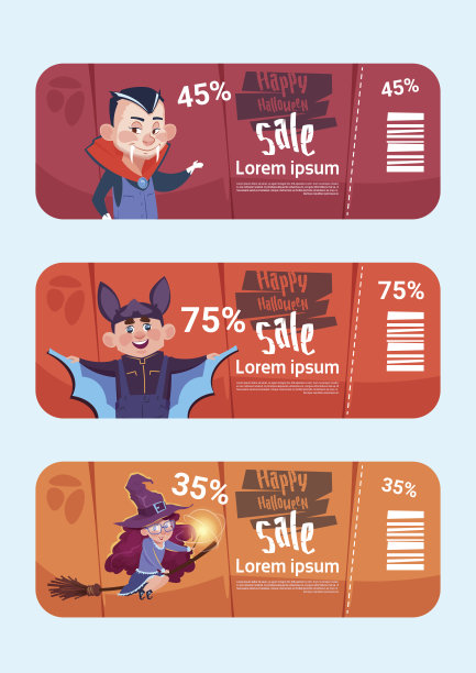 万圣节销售海报设置假日季节性折扣图标收集概念图片下载