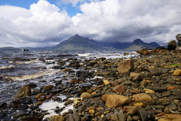 苏格兰埃尔戈尔，岩石海滩，风暴海图片下载