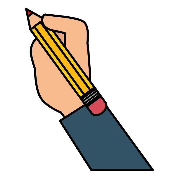 手人类用铅笔书写孤立图标图片下载