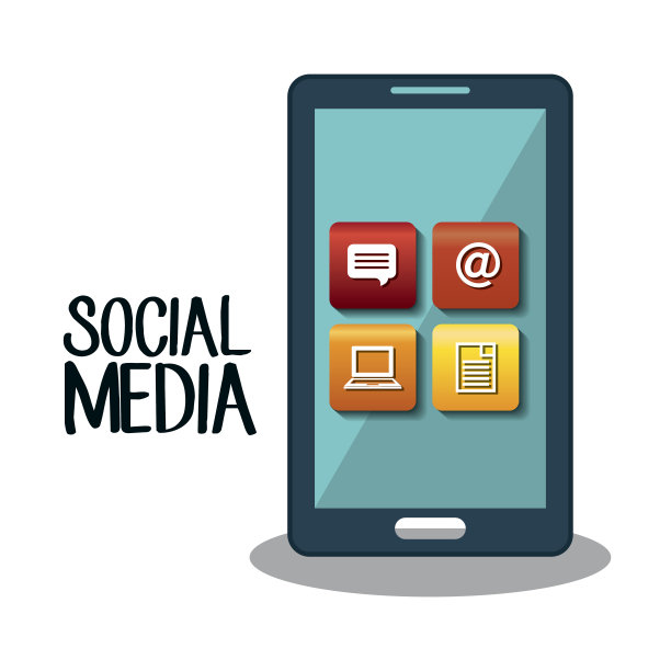 社交媒体扁平图标概念图片下载