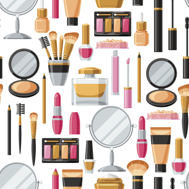 护肤和化妆用的化妆品。无缝模式的目录或广告图片下载