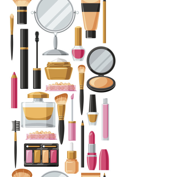 护肤和化妆用的化妆品。无缝模式的目录或广告图片下载