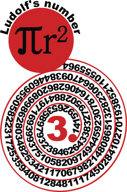 数学主题与鲁道夫数。十进制数呈螺旋形。计算圆面积的数学公式图片下载