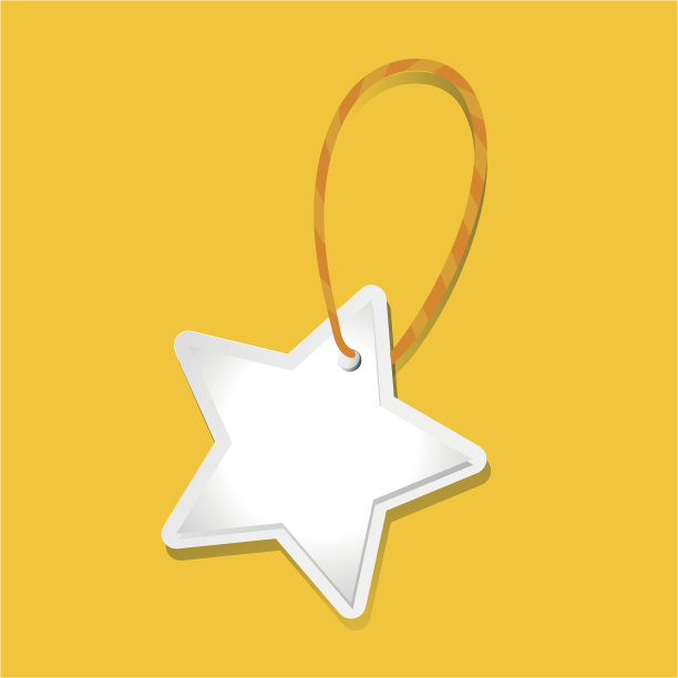 黄色背景上的白色星形标签图片下载