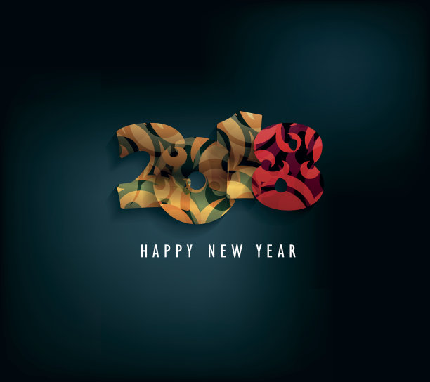 2018年新年快乐，金色背景和狗图片下载