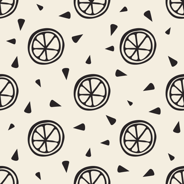 无缝单色手绘柠檬图案背景图片下载
