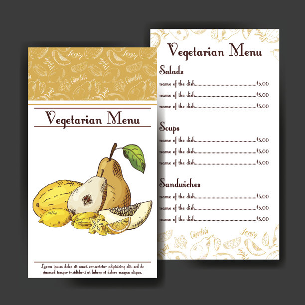 一套有机水果卡片。手绘草图元素。旗帜模板集合。农业公司。矢量插图海报图片下载