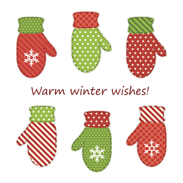 可爱的织物复古手套作为圣诞装饰在破旧别致的风格图片下载