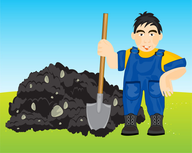 工人挖掘坑图片下载