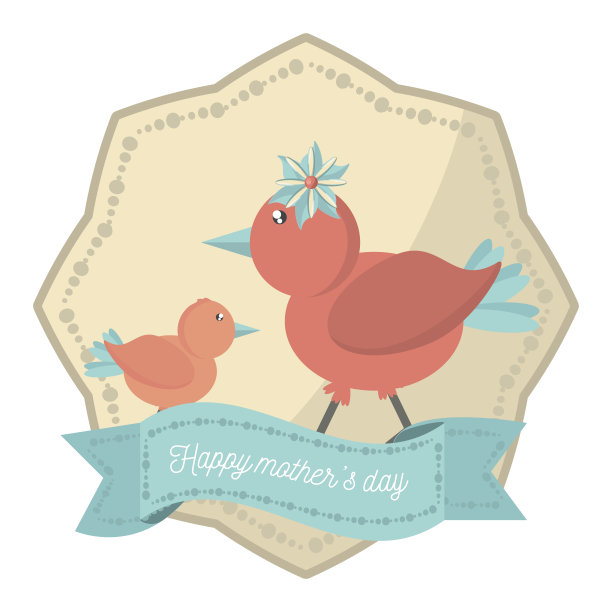 母亲节快乐，妈妈儿子装饰标签图片下载