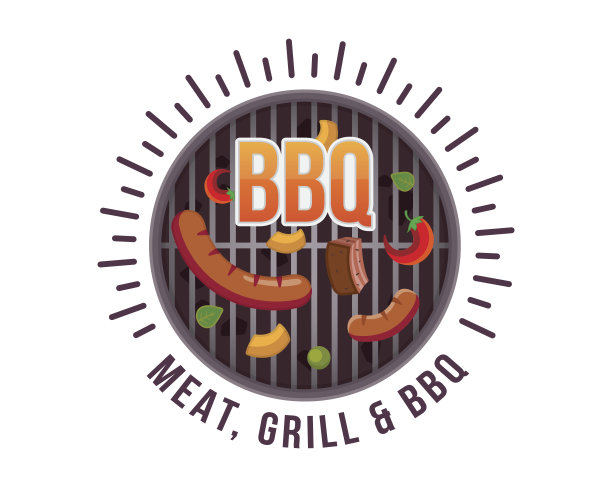 现代高级美味烧烤徽章插图图片下载