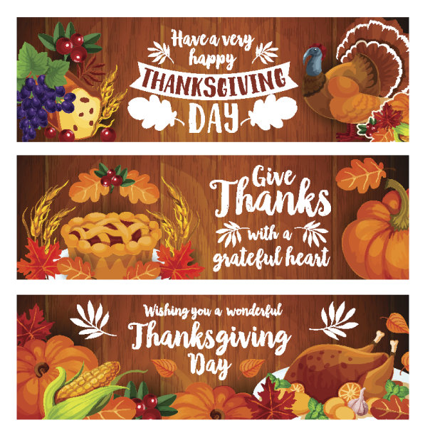 感恩节横幅上设火鸡，聚宝盆图片下载