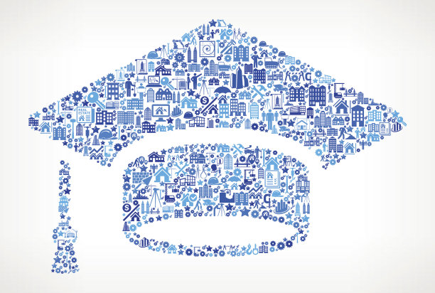 建筑行业毕业帽矢量图标模式图片下载