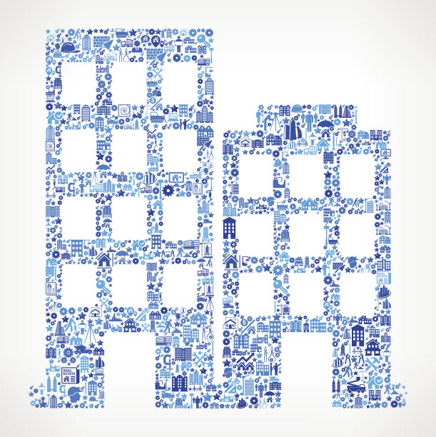 建筑行业两种矢量图标建筑格局图片下载