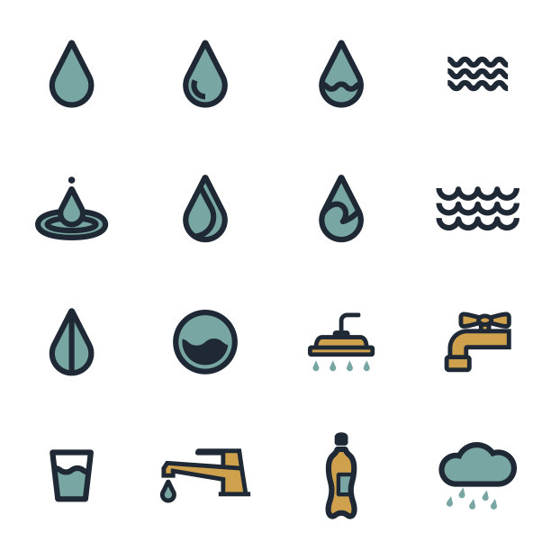 矢量平面水图标设置图片下载