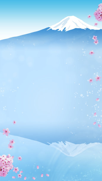 日本风景富士山和樱花背景(16:9宽高比)图片下载