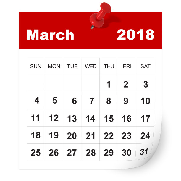 2018年3月日历素材图片