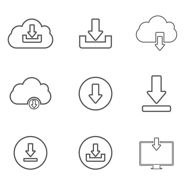 下载或保存标志图标设置与云。平的风格图片下载