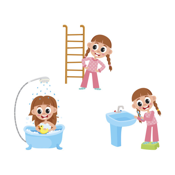 矢量平面卡通儿童做例行活动设置图片下载