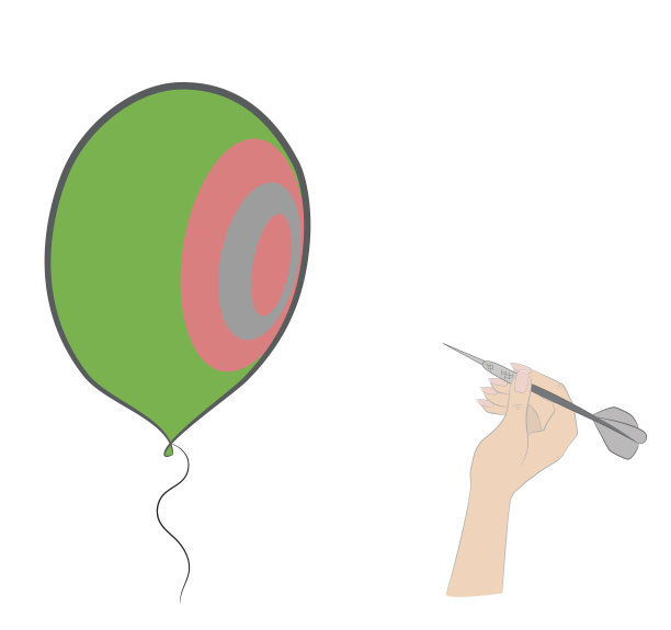 用飞镖击中气球。矢量插图。图片下载
