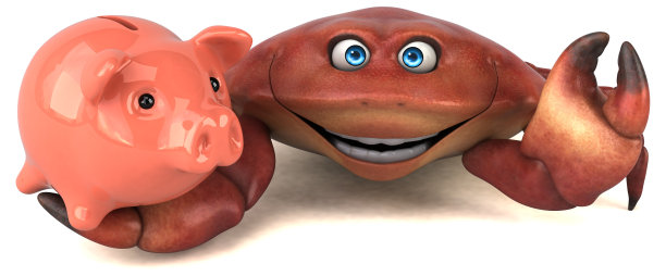 有趣的螃蟹- 3D插图图片下载