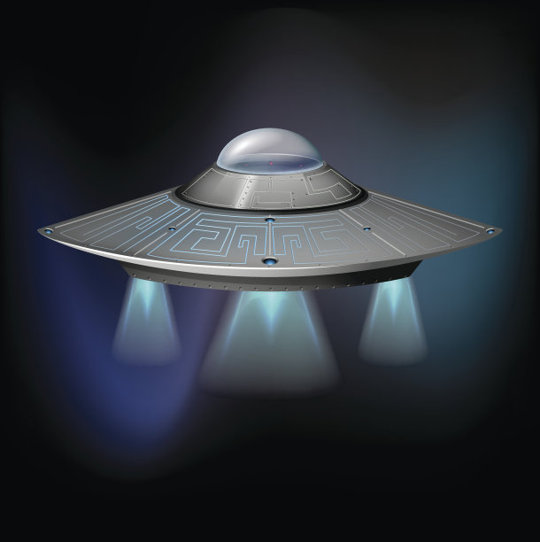 不明飞行物在黑暗的太空中飞行图片下载