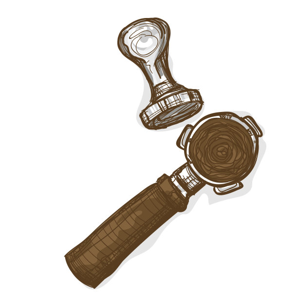 咖啡设备手绘图形对象图片下载