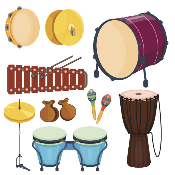 音乐鼓木节奏乐器系列打击乐矢量插图图片下载