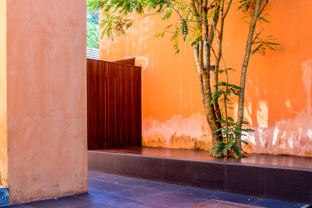 亚洲热带庭院的休闲座椅台阶图片下载