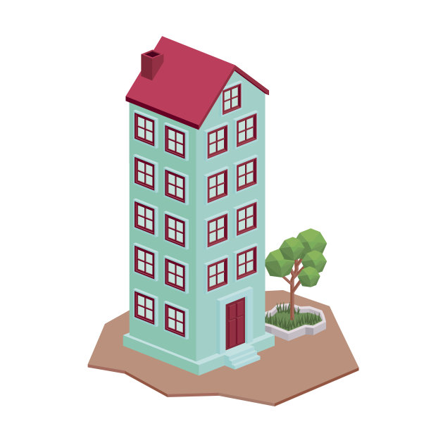 建筑等距孤立图标设计图片下载