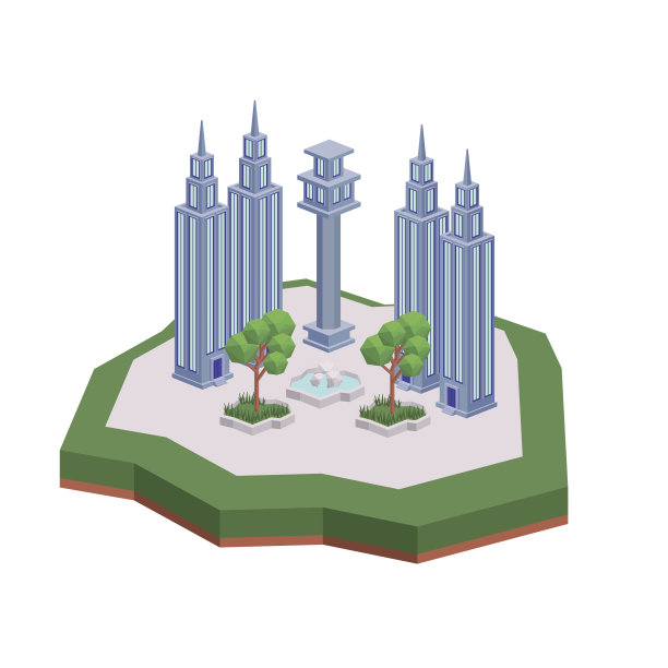 城市等距孤立图标设计图片下载