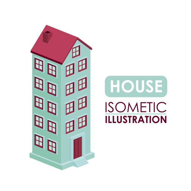 建筑等距孤立图标设计图片下载