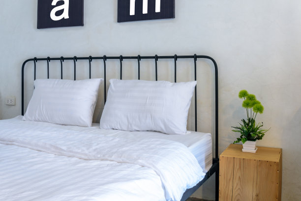 现代乡村卧室与人造花瓶图片下载