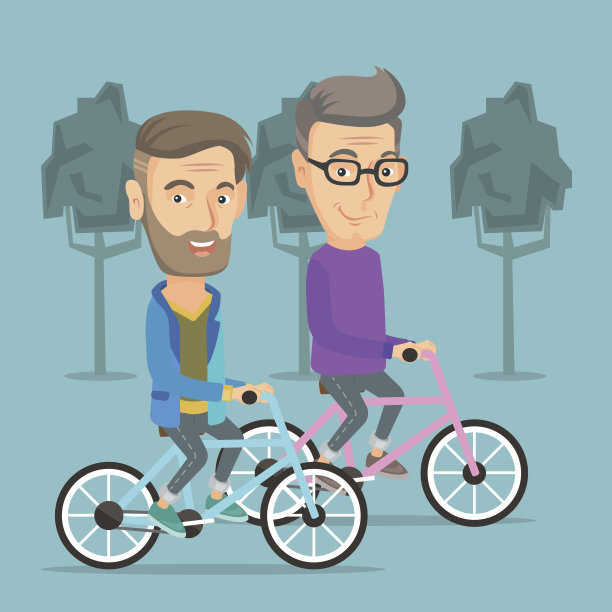 快乐的老朋友们在公园里骑自行车图片下载