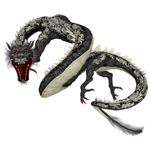 3D渲染东方龙在白色图片下载