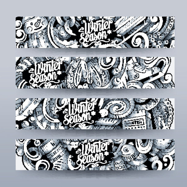 卡通涂鸦冬季横幅图片下载