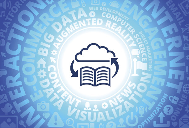 网上图书图标在互联网现代技术词汇背景下图片下载