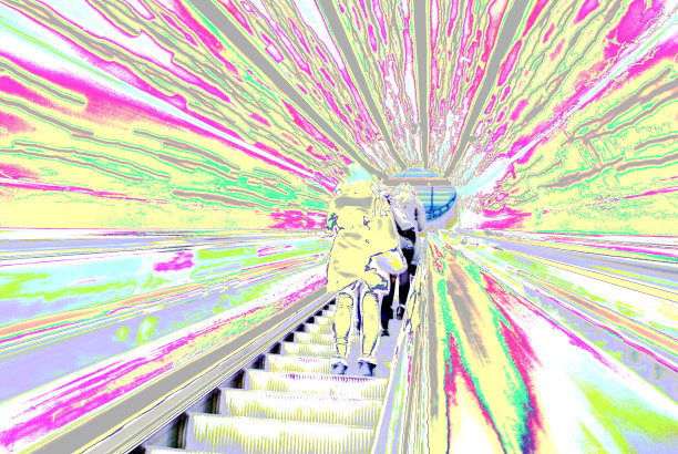 模糊的背景移动未来的自动扶梯。摘要图片下载