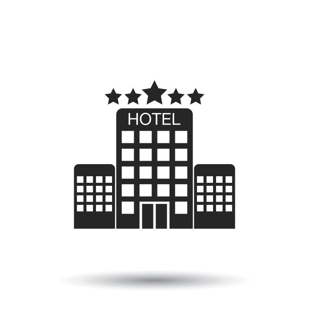 酒店图标上孤立的背景。简单的平面象形图的商业，营销，互联网的概念。时髦的现代矢量符号的网站设计或移动应用程序。图片下载