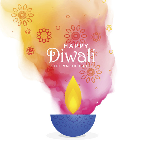 创意排灯节背景与色彩喷溅图片下载