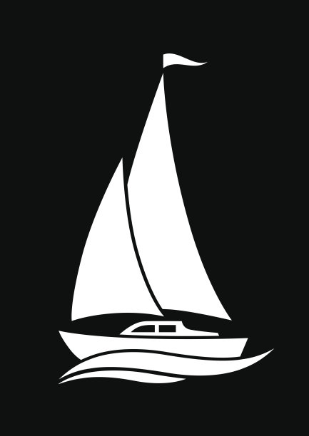 白色帆船矢量图标图片下载