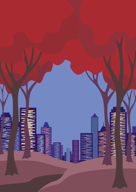 秋天的晚上的城市图片下载