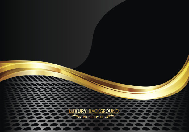 抽象豪华黑金上金属网格背景设计矢量插图。图片下载