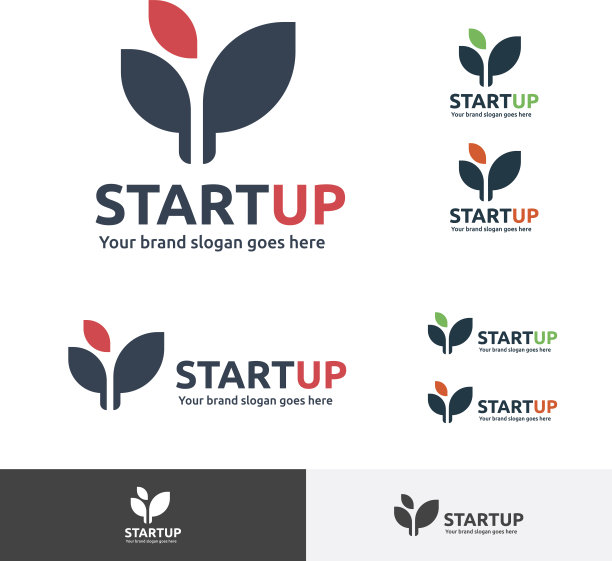 启动公司图标，新出生的植物符号。素材图片