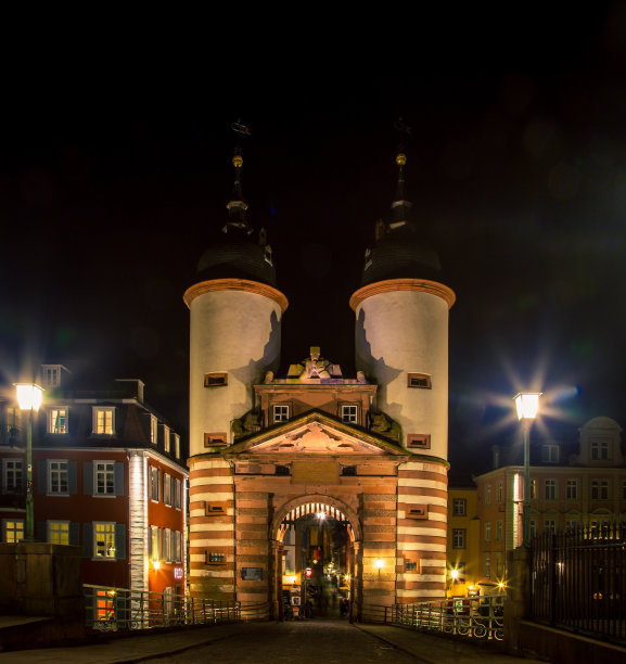 晚上的海德堡门图片下载