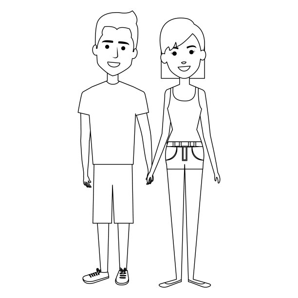 年轻夫妇的虚拟形象图片下载