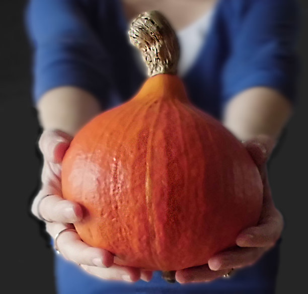 手里拿着一个南瓜。图片下载