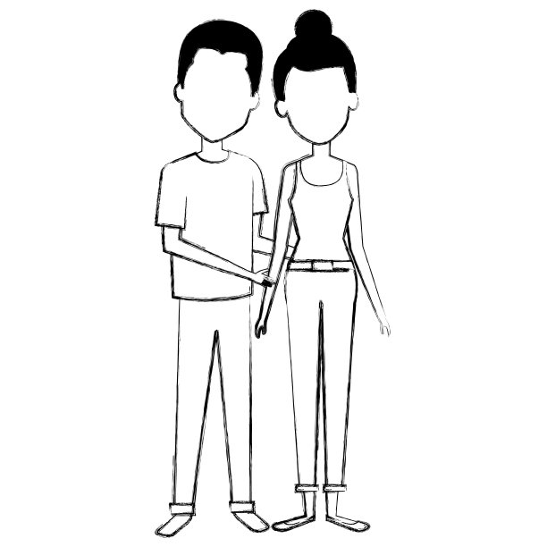 年轻夫妇的虚拟形象图片下载