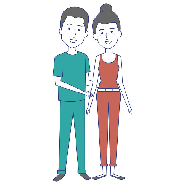 年轻夫妇的虚拟形象图片下载