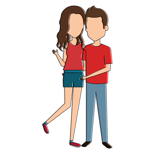 年轻夫妇的虚拟形象图片下载